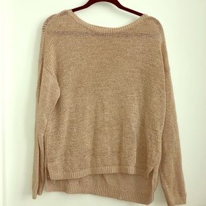LOFT Tan Knit Pullover Sweater Size L